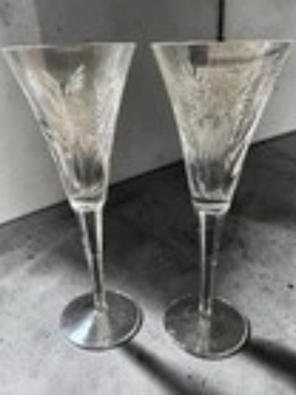 Set of 2 WATERFORD CRYSTAL Millennium (1 Peace & (1) Happiness Champagne Flutes